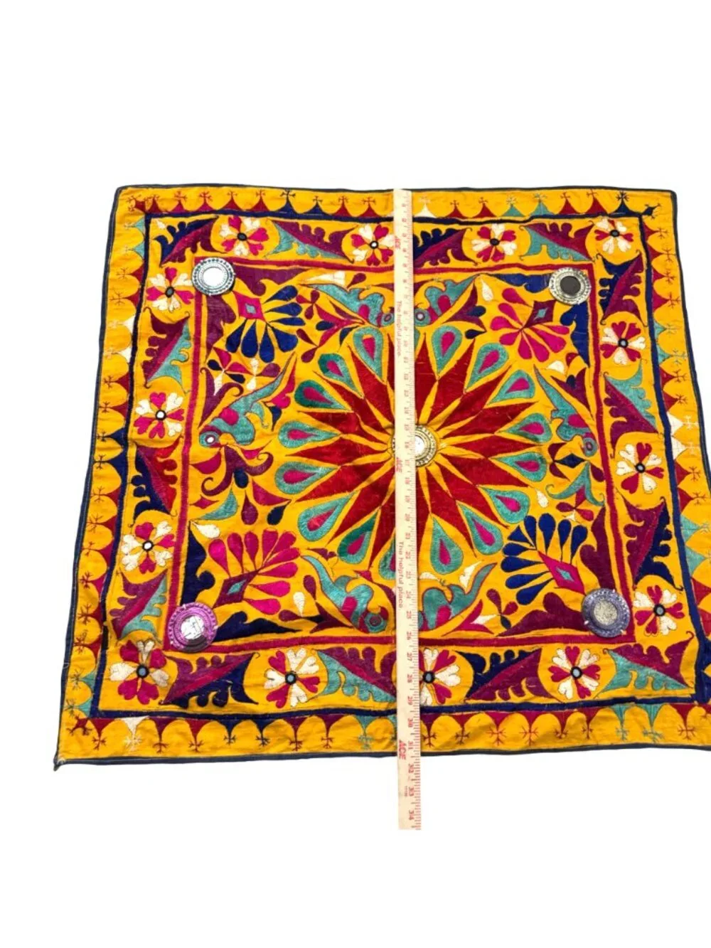Hand Embroidered Wall Hanging Tapestry Embellished Textile Vintage Indian Ethnic